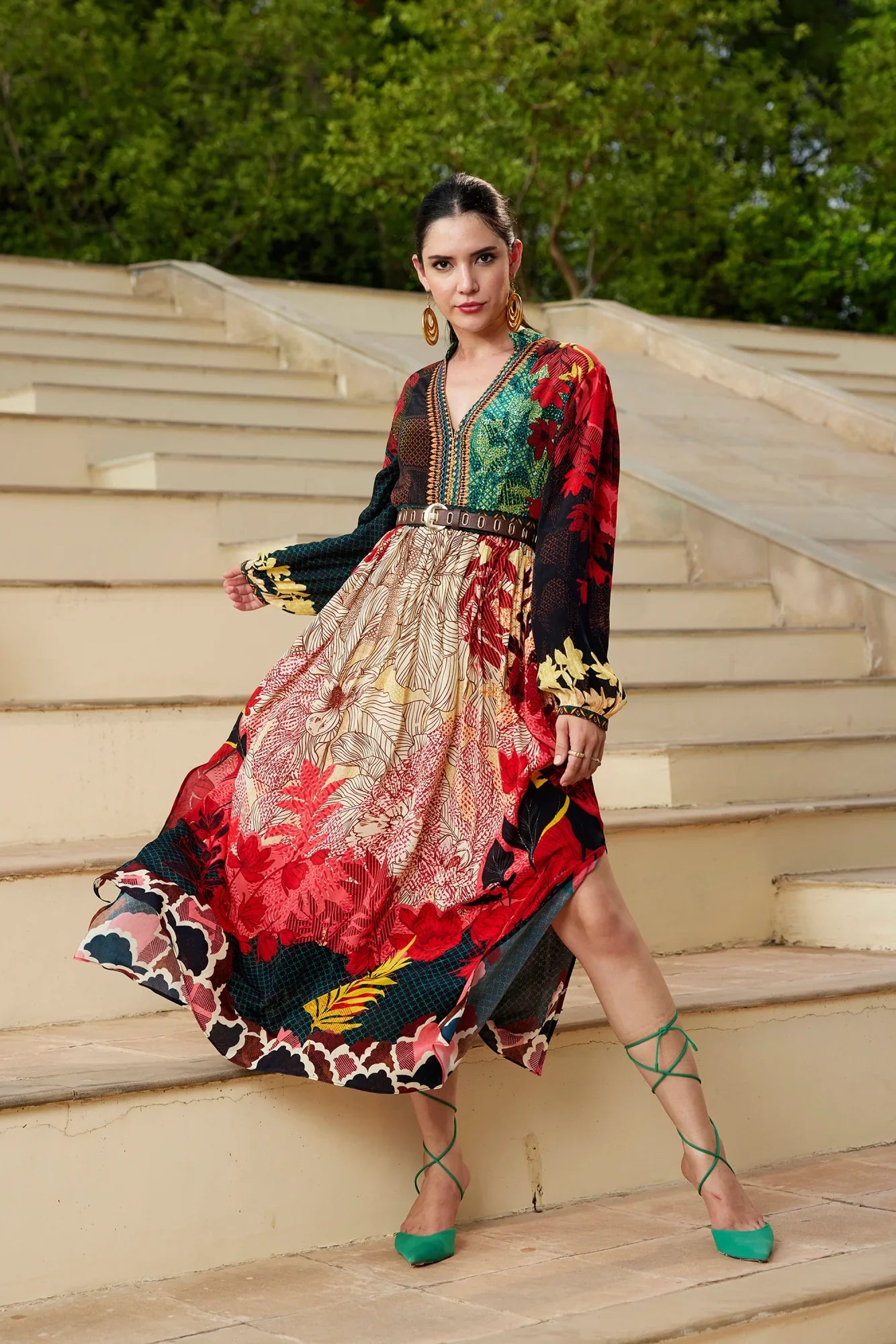 bhanuni maxi dress Salmon Pink & Lemon Yellow GIORGIA EMBROIDERED MAXI DRESS Salmon Pink & Lemon Yellow / M