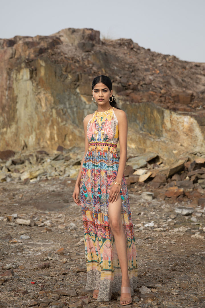 Aurora Schlitz Maxikleid