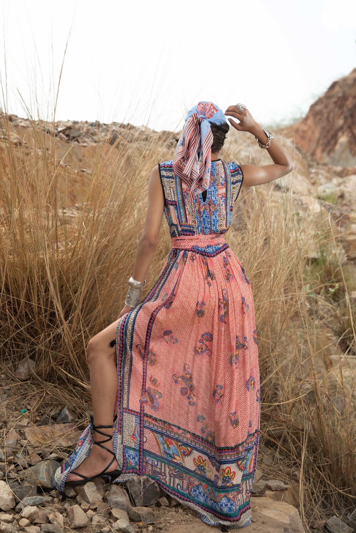 AERIS PIN TUCKED MAXI DRESS