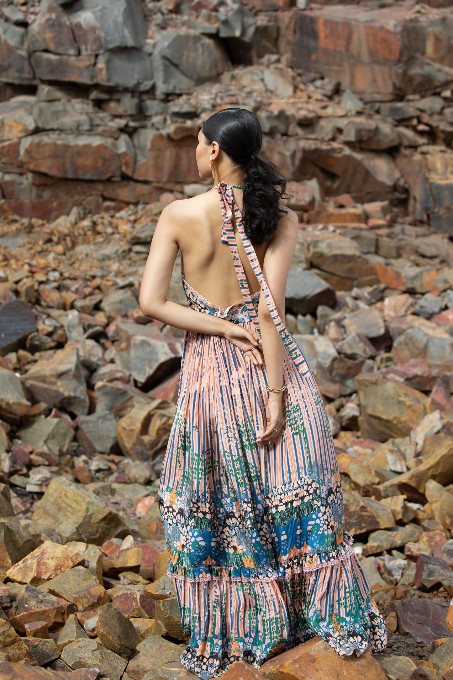 Gestreiftes Stufen-Maxikleid „Carmen“