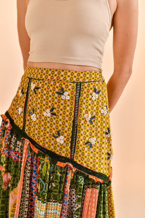 MOSS SHADOW MAXI SKIRT