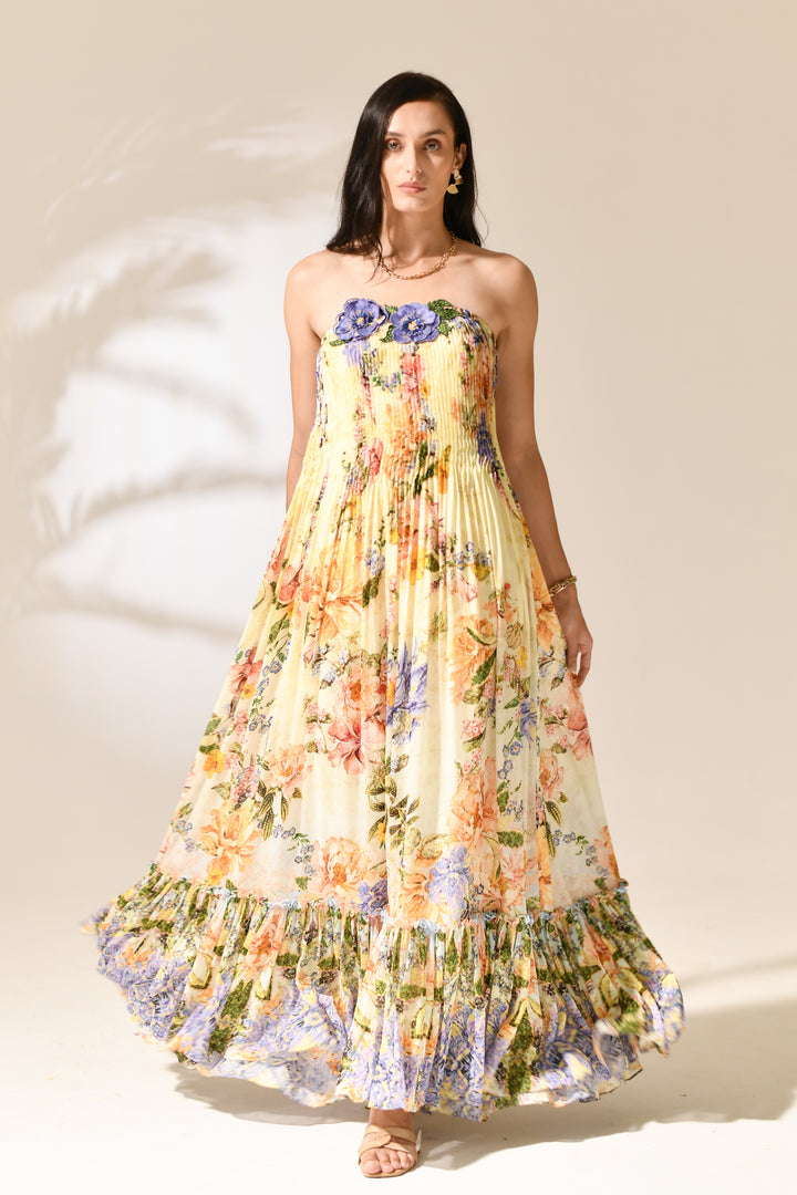 Riviera Petal Strapless Dress