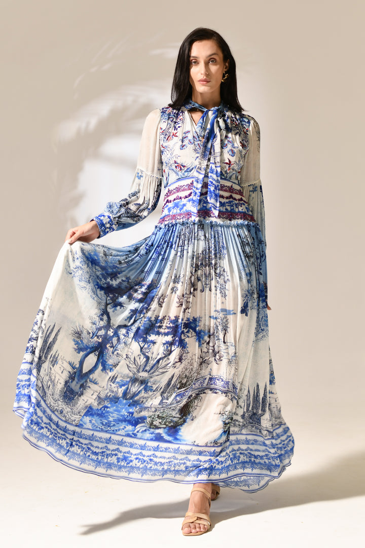 Azure Estate Pleated dress