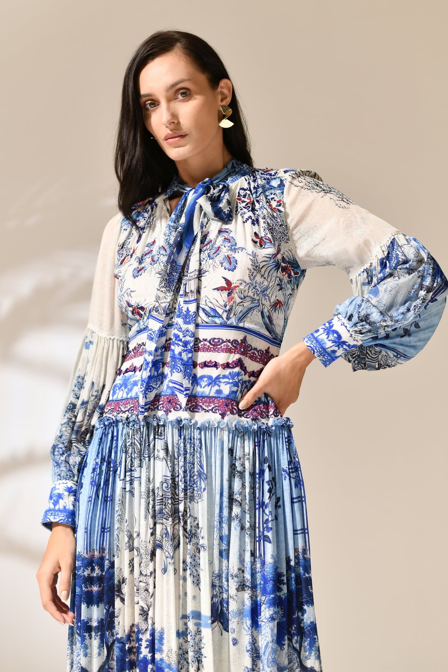 Azure Estate Pleated dress