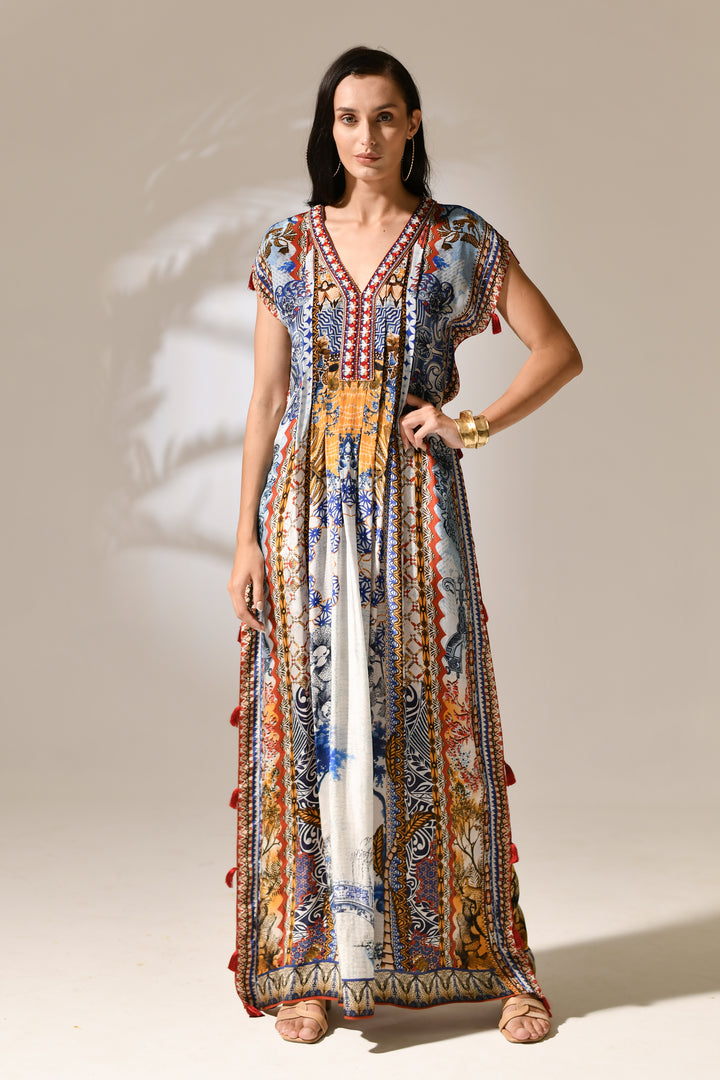 Moroccan Sunset Tassel Kaftan