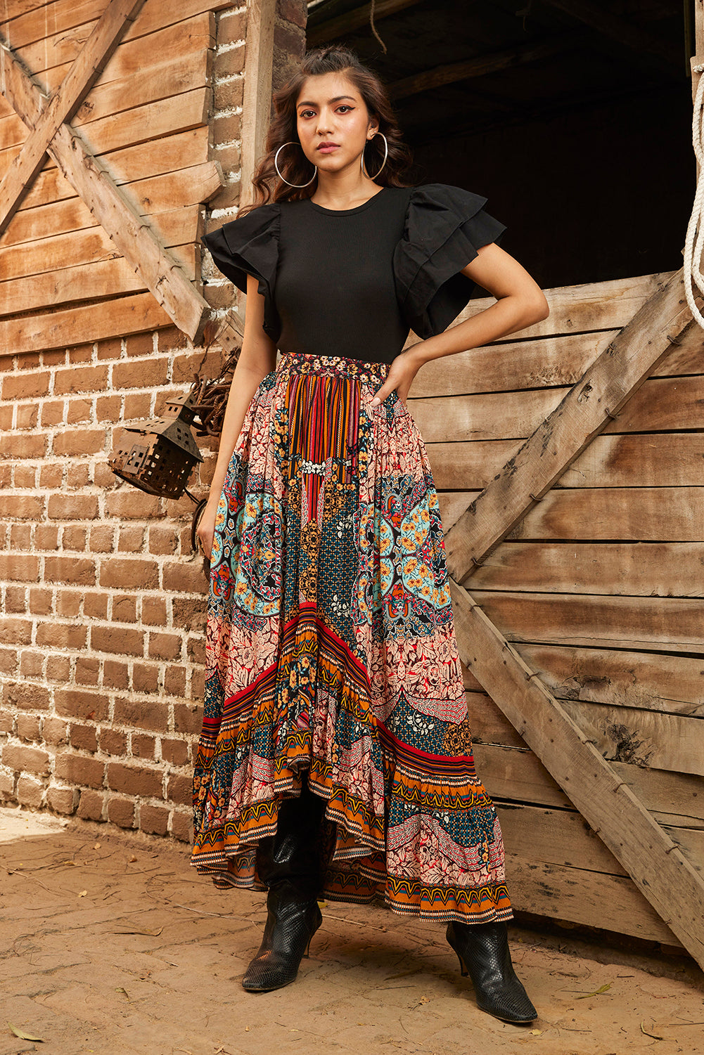 ALLAIRE HIGH-LOW MAXI SKIRT