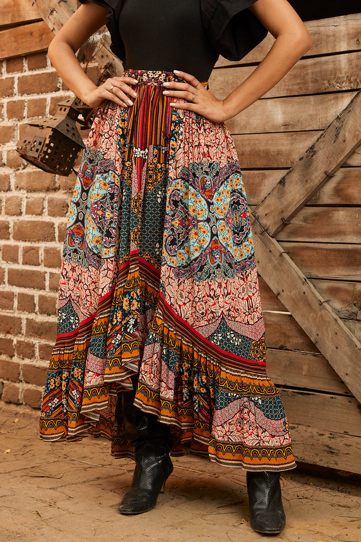 ALLAIRE HIGH-LOW MAXI SKIRT