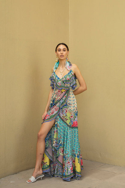 Oceania Maxikleid mit Rüschen
