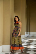 PARADISE FOREST HALTER MAXI DRESS