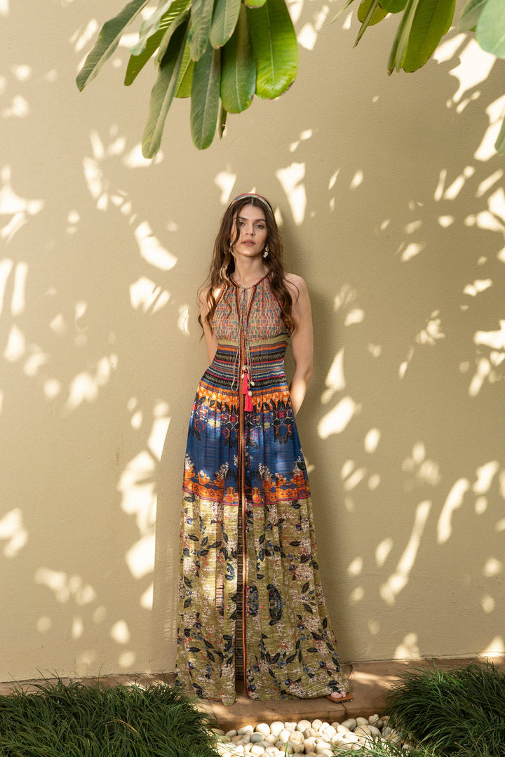 Paradise Forest Maxi-Schlitzkleid