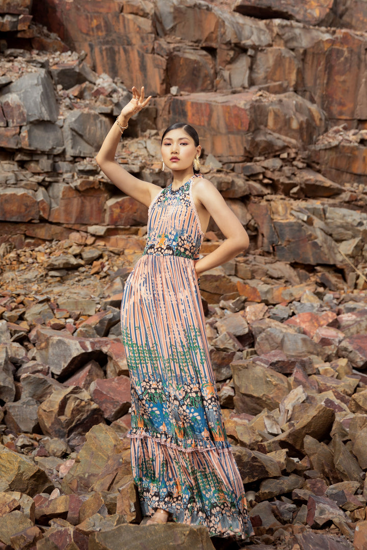 Gestreiftes Stufen-Maxikleid „Carmen“