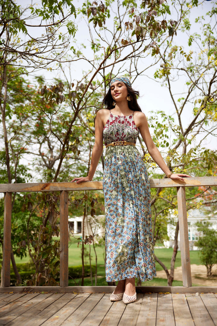 ADELISE BEADED HALTER DRESS