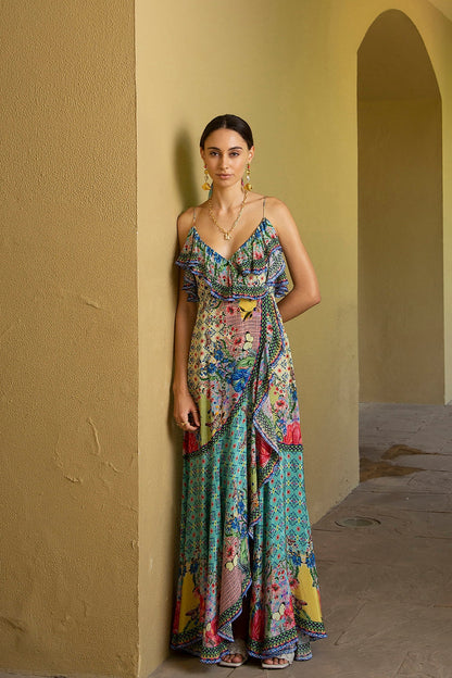 Oceania Maxikleid mit Rüschen