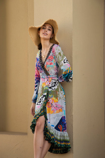 EUPHORIA MIDI WRAP DRESS