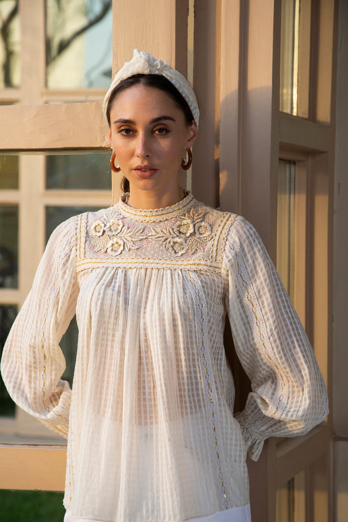 Purity Pearl Embroidered Top