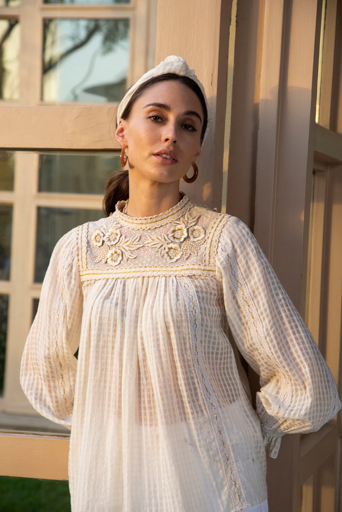 Purity Pearl Embroidered Top