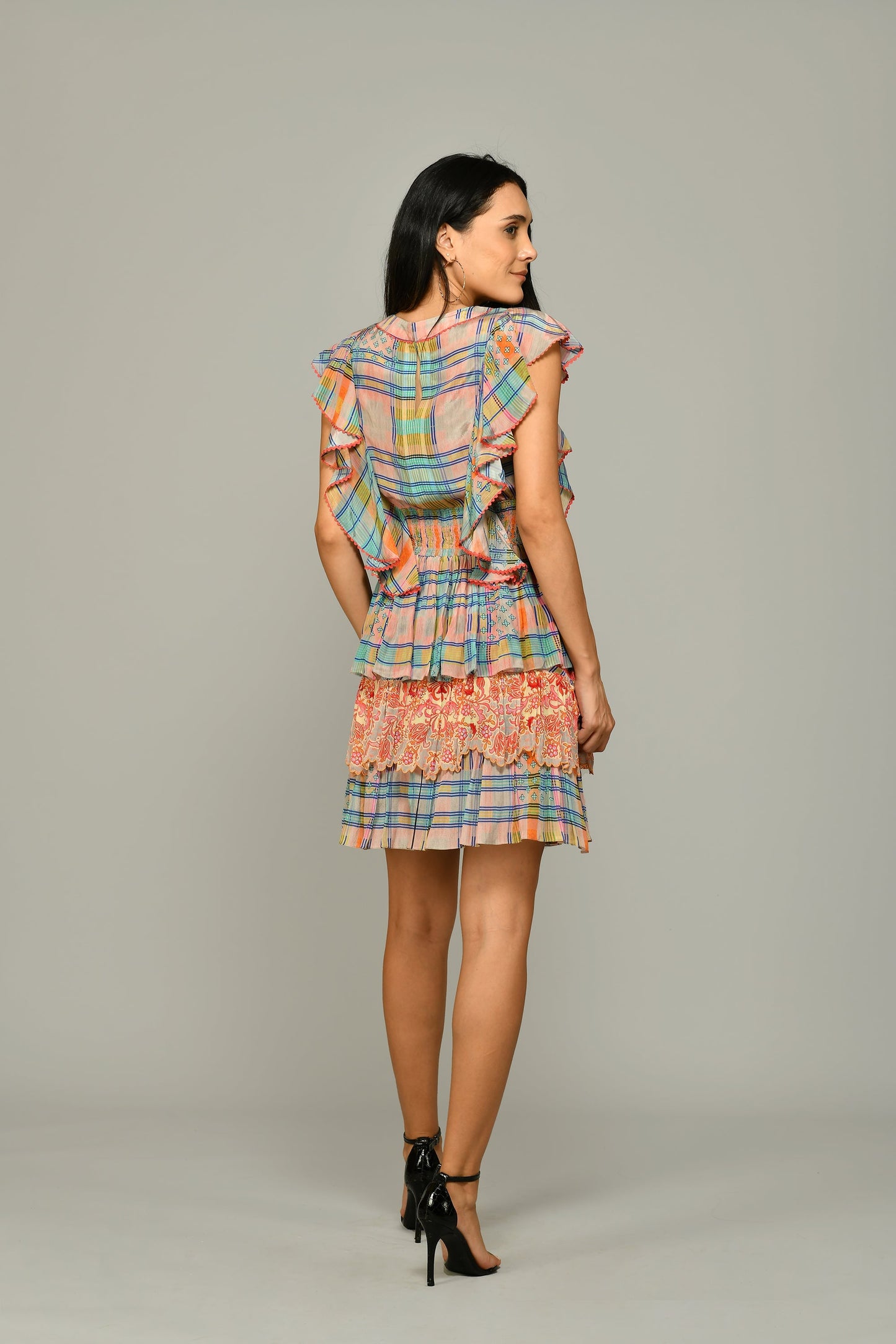 Himmelblauer Stufen-Minirock