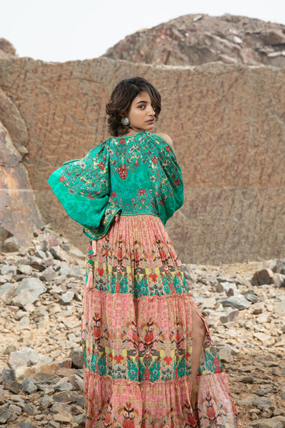 Abyss – Schulterfreies Maxikleid