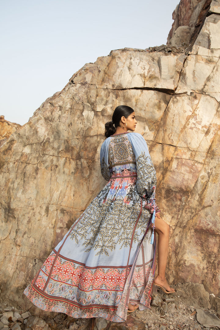 FLORAL FANTASY SLIT MAXI DRESS