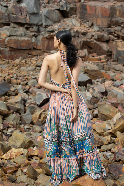 Gestreiftes Stufen-Maxikleid „Carmen“