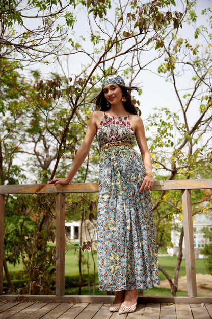 ADELISE BEADED HALTER DRESS