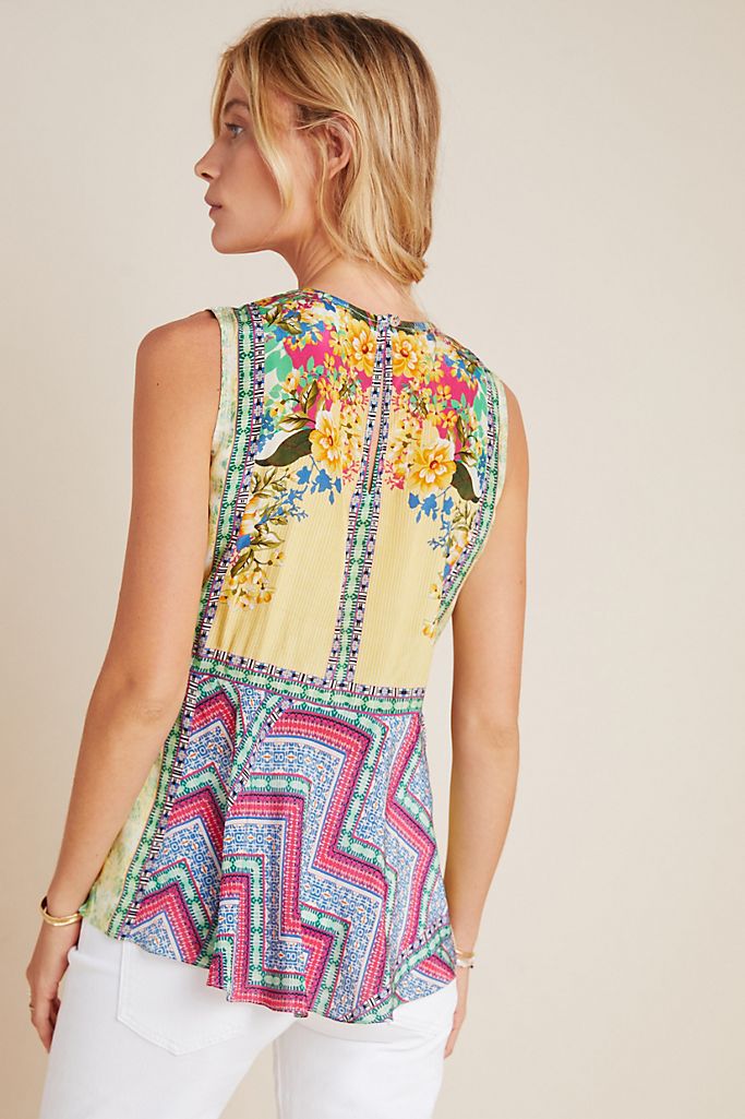 Floral & Chevron Mixed Print Top
