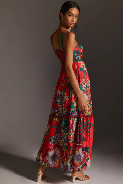 AMORA PLEATED FLORAL DRES