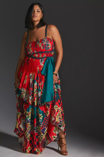 AMORA PLEATED FLORAL DRES