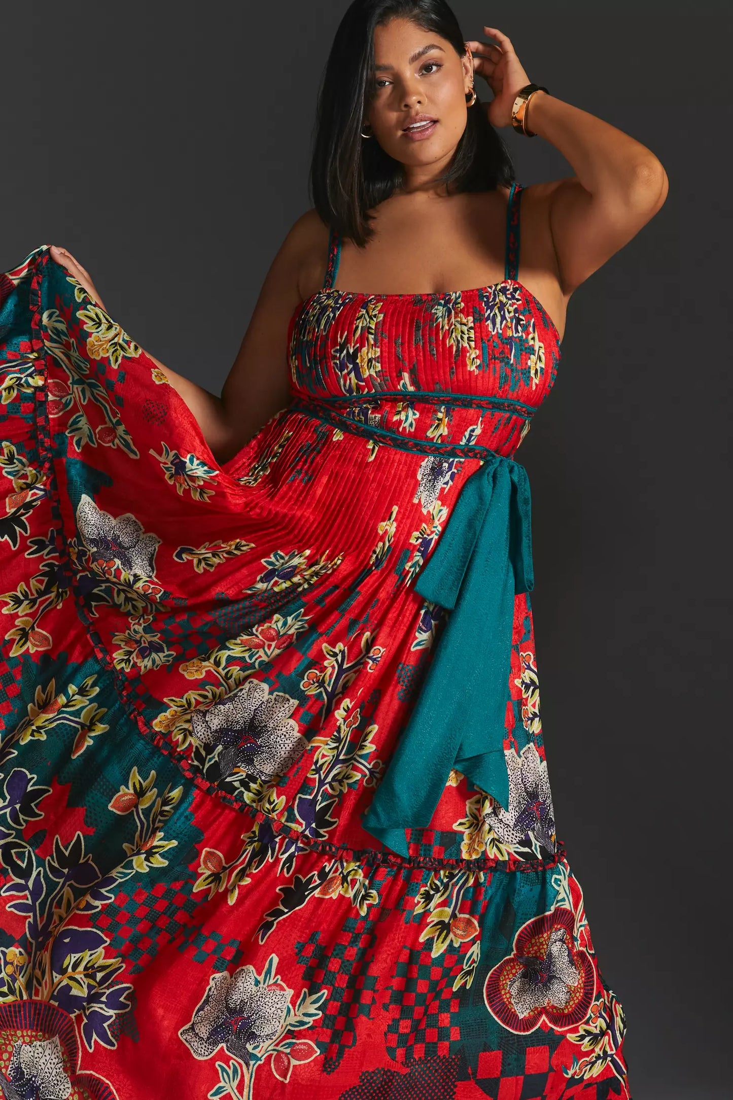 AMORA PLEATED FLORAL DRES