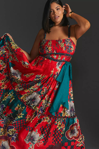 AMORA PLEATED FLORAL DRES