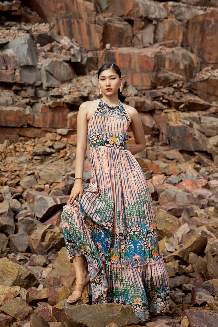 Gestreiftes Stufen-Maxikleid „Carmen“