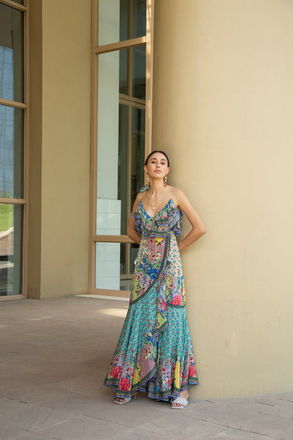 Oceania Maxikleid mit Rüschen