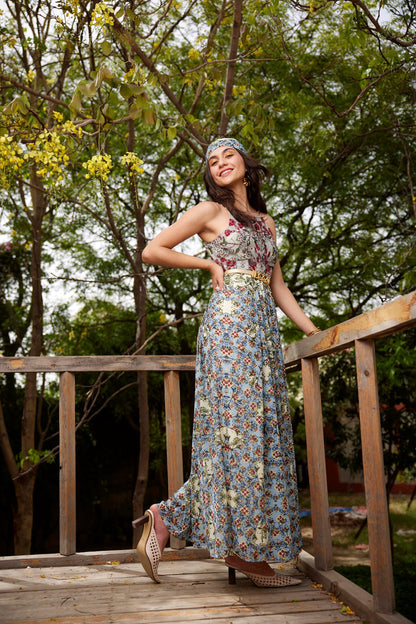 ADELISE BEADED HALTER DRESS