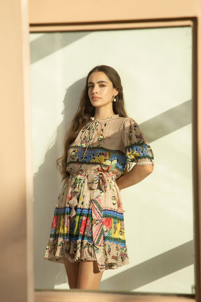 TROPICAL TILES MINI SKIRT