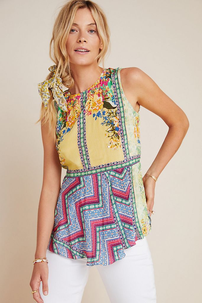 Floral & Chevron Mixed Print Top