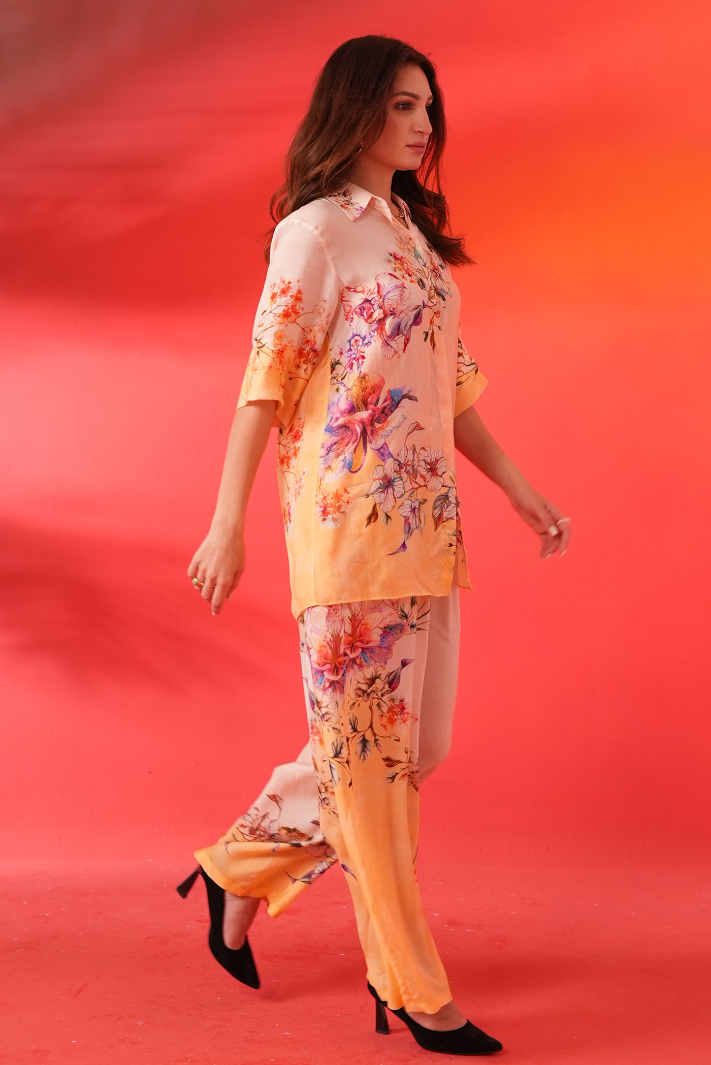 TINTED FLORAL CO-ORD SET TOP