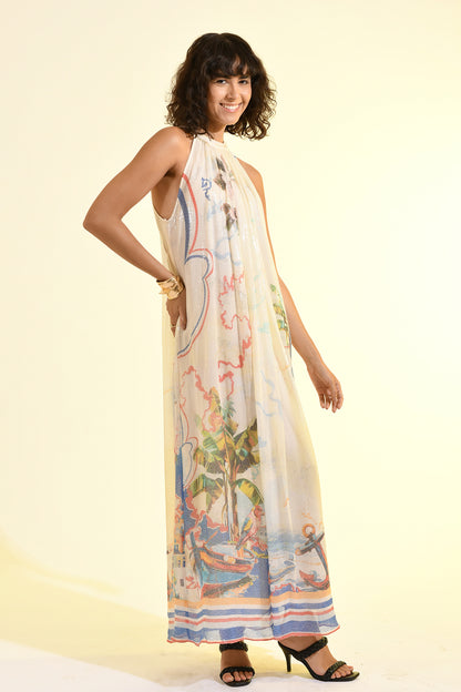 COASTAL HALTER MAXI DRESS