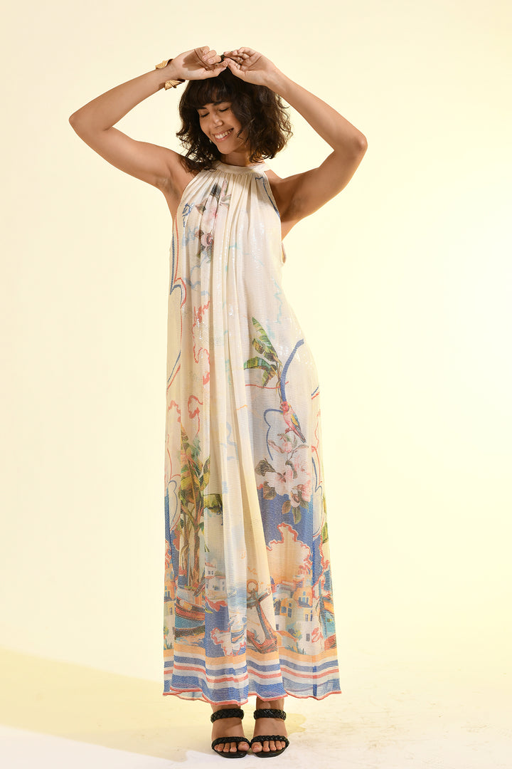 COASTAL HALTER MAXI DRESS