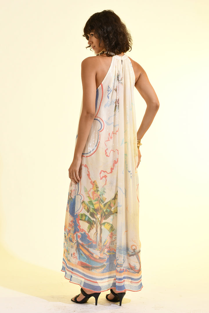 COASTAL HALTER MAXI DRESS