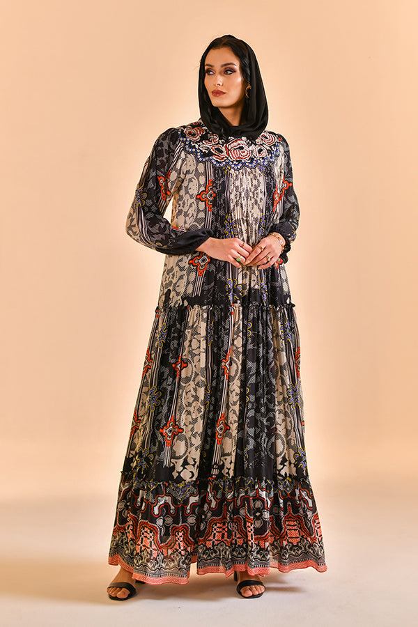 NOIR BLOOM MAXI DRESS