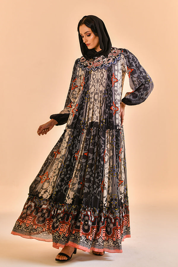 NOIR BLOOM MAXI DRESS