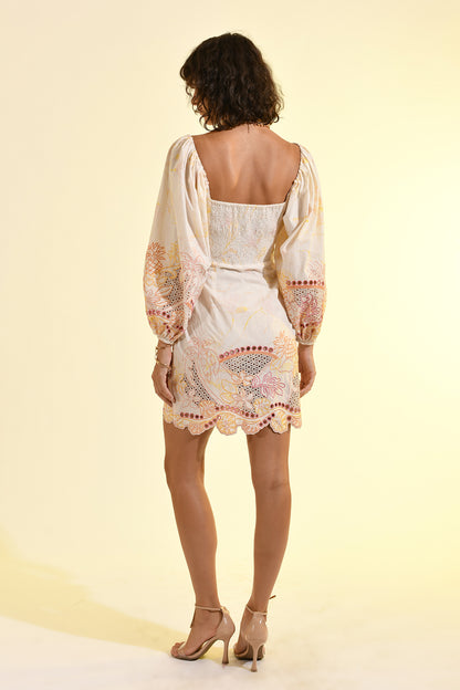 FLORAL BLUSH MINI DRESS