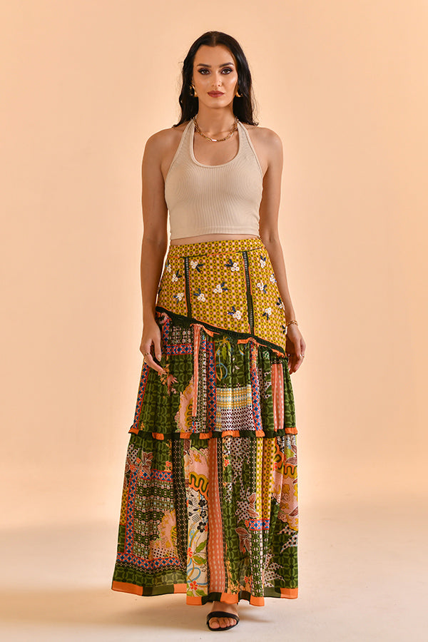 MOSS SHADOW MAXI SKIRT