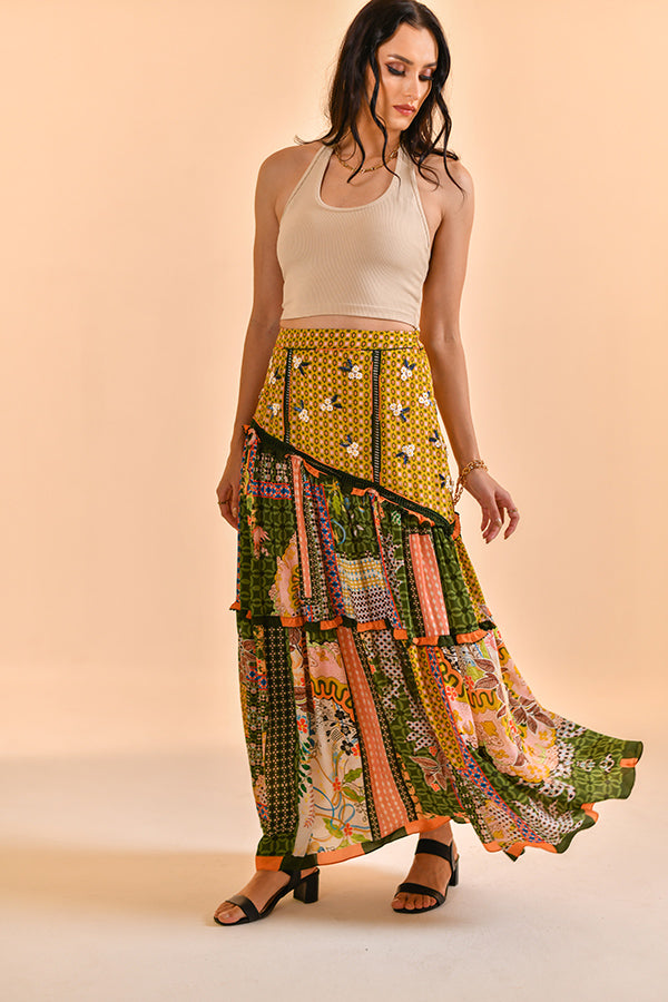 MOSS SHADOW MAXI SKIRT