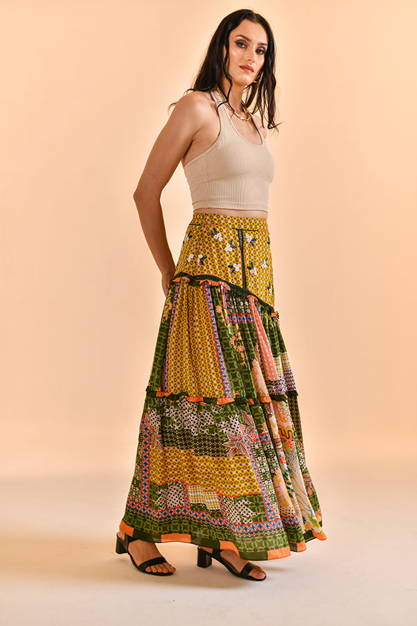 MOSS SHADOW MAXI SKIRT
