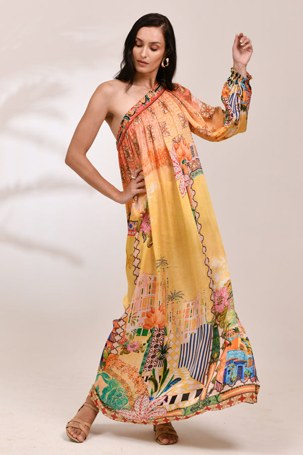 Virelle One-Shoulder Grecian Maxi