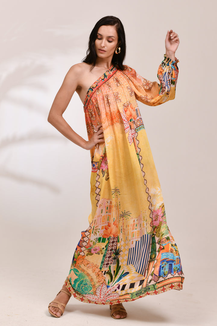 Virelle One-Shoulder Grecian Maxi