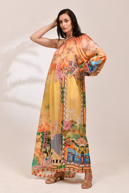 Virelle One-Shoulder Grecian Maxi