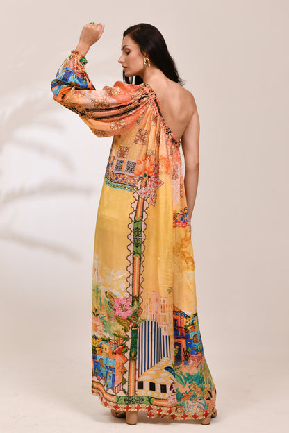 Virelle One-Shoulder Grecian Maxi