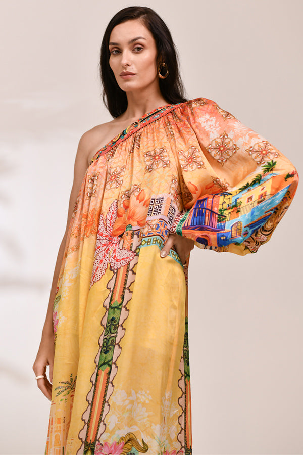 Virelle One-Shoulder Grecian Maxi